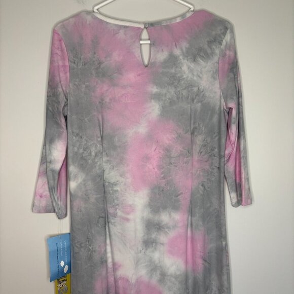 ORIGINAL MUK LUKS NEW Romper Soft Oversized XS 3/4 Sleeve Button Pink Tie Dye - Picture 3 of 8